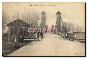 Old Postcard Mallemort entrance of Suspension Bridge