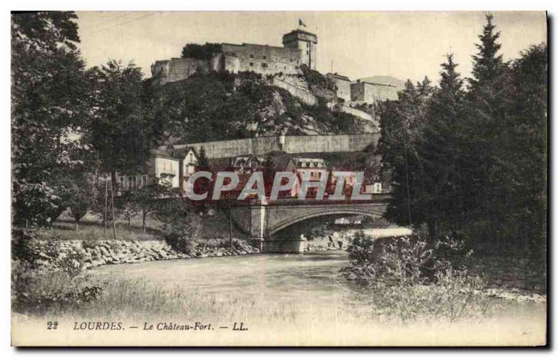 Old Postcard Lourdes Le Chateau Fort