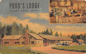 J51/ Island Park Idaho Postcard c1940s Pond's Lodge Interior Motel 5