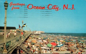 New Jersey Greetings From Ocean City Showing Beach and Boardwalk 1966