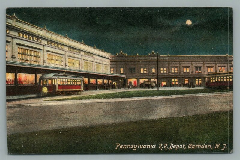 CAMDEN NJ PENNSYLVANIA DEPOT RAILROAD RAILWAY TRAIN STATION ANTIQUE POSTCARD