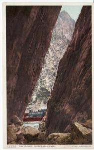 CO   ROYAL GORGE  THE CREVICE  RAILROAD  TRAIN postcard