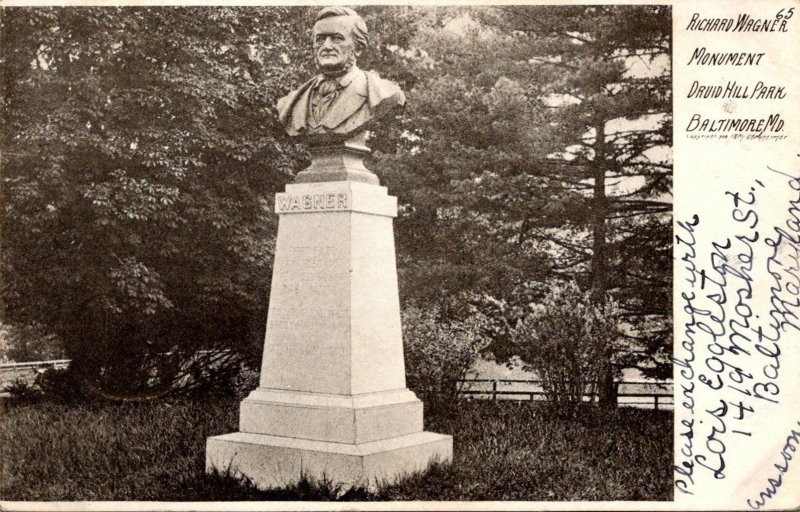 Maryland Baltimore Druid Hill Park Richard Wagner Monument 1908