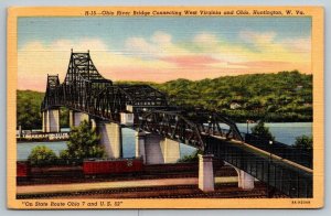 Ohio River Bridge - West Virginia and Ohio - Huntington - Postcard