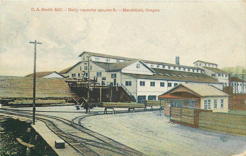 CA Smith Mill C-1910 Logging Lumber railroad MARSHFIELD OREGON Hillyer 4552