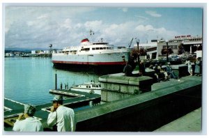 c1960's MV Coho at the Black Ball Dock Victoria B.C. Canada Vintage Postcard 