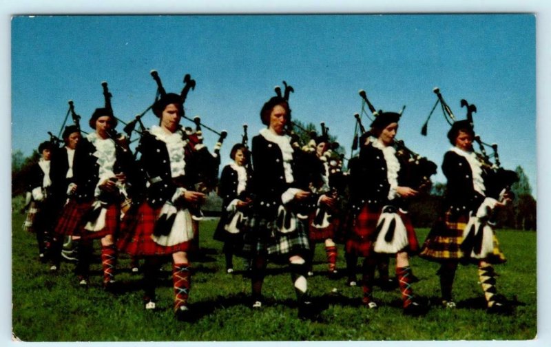 NEW GLASGOW, Nova Scotia Canada ~ GIRLS HIGHLAND PIPE BAND c1960s  Postcard