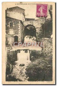 Old Postcard The picturesque Auvergne Royat baths waterfall