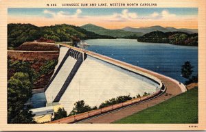 Hiwassee Dam & Lake Western North Carolina Scenic Overlook Linen Postcard 