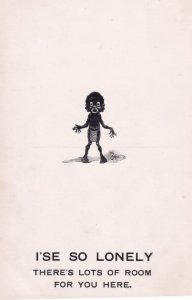 Golliwog Its So Lonely Antique Comic Postcard