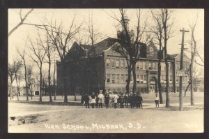 RPPC MILBANK SOUTH DAKOTA SD HIGH SCHOOL BUILDING REAL PHOTO POSTCARD
