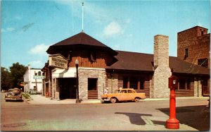 Postcard MI Saginaw Greyhound Bus Depot Tuscola & Baum Street Old Cars 1950s S13