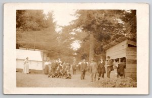 Oregon RPPC People Park Tents Men Women Children Fair Forest c1910 Postcard K24