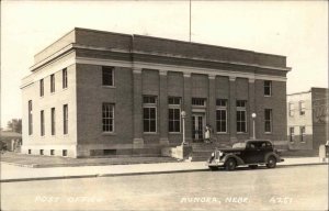 Aurora Nebraska NE Post Office Classic 1940s Car Real Photo Vintage Postcard