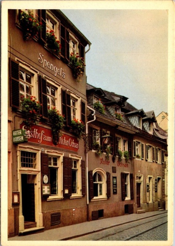 Vintage Postcard Greetings From Heidelberg Germany Red Ox Inn Built 1703