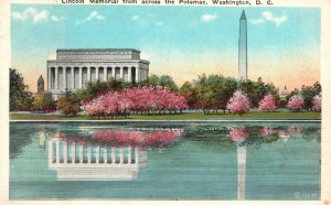 Vintage Postcard 1920's Lincoln Memorial From Across Potomac Washington D. C.