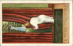 Christmas - Boy Watches Mother Decorating Tree c1910 Postcard