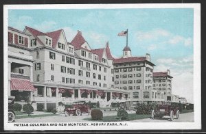 Hotels Columbia and New Monterey, Asbury ParK, NJ, Early Postcard, Unused