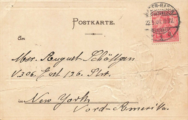 Germany Hrohliche Pfingsten! Baden-Baden 1901 Postcard