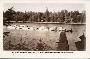 Wilson's Marine Service Telegraph Harbour Thetis Island BC RPPC Postcard E75