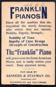 Franklin Pianos Advertisement Sale by Sanders & Stayman Co. 1930s Non Postcard