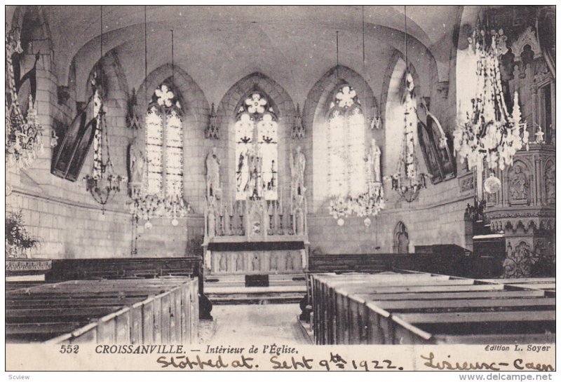 CROISSANVILLE, France, 1900-1910's; Interieur De L'Eglise