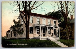 Conneaut Ohio~Grace Hospital~Victorian Porch~Rocking Chair~c1910 Postcard