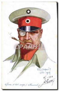 Old Postcard Fantasy Illustrator Dupuis Army Officer d & # 39Etat Major German