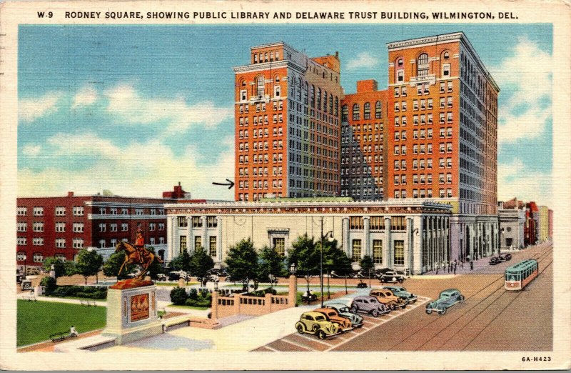 Vtg Rodney Square Public Library Delaware Trust Building Wilmington DE Postcard