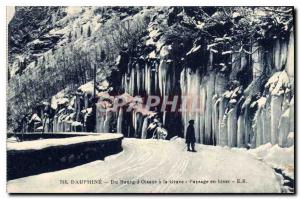 Old Postcard Dauphine Bourg d'Oisans has the Grave Landscape in winter