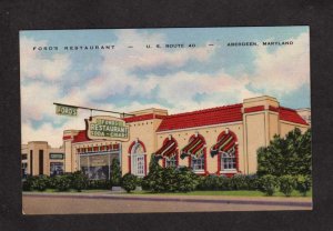 MD Ford's Restaurant US Rt 40, Aberdeen Maryland Postcard