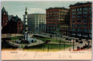 Buffalo Lafayette Square New York NY Monument & Buildings Landmark Postcard