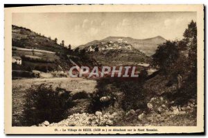 Old Postcard The Village Beuil silhouetted against Mount Mounier