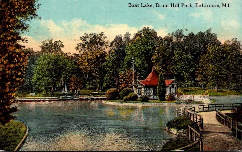 Maryland Baltimore Druid Hill Park Boat Lake 1913