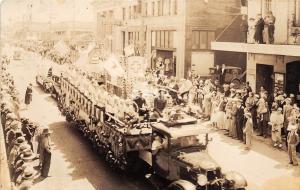 B84/ Raymond Wisconsin Wi Postcard Real Photo RPPC 1934 Patriotic Parade Stamp