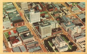 Vintage Postcard 1946 Aerial View Of Downtown Shreveport Louisiana LA