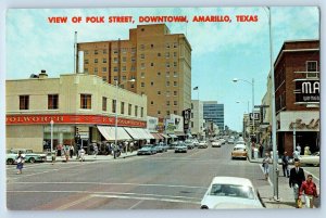 1960 Amarillo Texas Vintage Postcard Golden Spread Polk Street Downtown Building