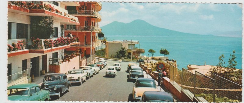 Italy Campania Napoli Naples Via Orazio Mount Vesuvius 1957 Large Postcard