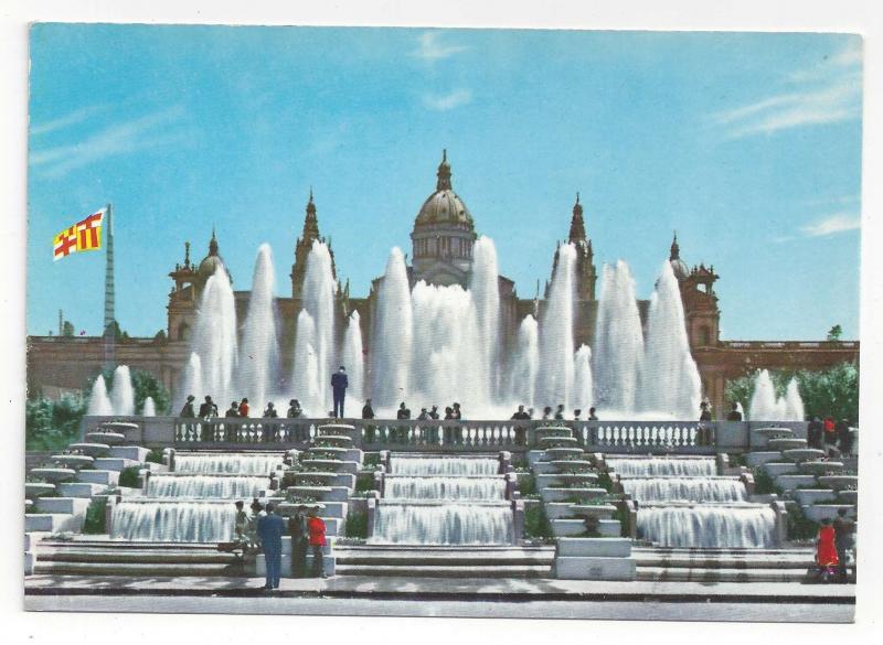 Spain Barcelona Magic Fountain of Montjuic Fuentes Monumental Vtg 4X6 Postcard