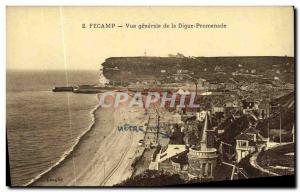 Old Postcard Fecamp General view of La Digue Promenade