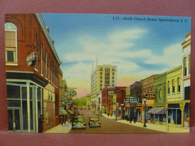 Old Postcard SC Spantanburg North Church Street