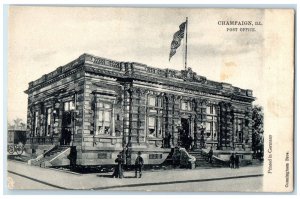 c1905 Post Office Exterior Building Champaign Illinois Raphael Tuck Son Postcard