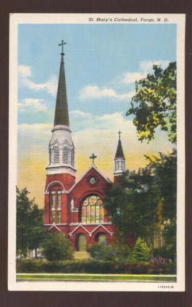 FARGO NORTH DAKOTA ST. MARY'S CATHEDRAL CHURCH VINTAGE POSTCARD N.D.