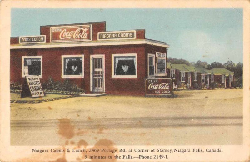 Niagara Falls Ont. Canada Niagara Cabins Coca-Cola sign antique pc ZD549869