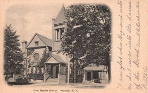 Vintage Postcard First Baptist Church Waverly New York Rochester News Co. Pub.