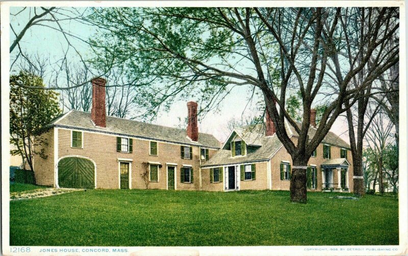 Jones House Concord Mass WB Divided Back Antique Postcard Unposted Unused Vtg 