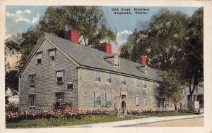 AUGUSTA MAINE~OLD FORT WESTON~1935 POSTCARD