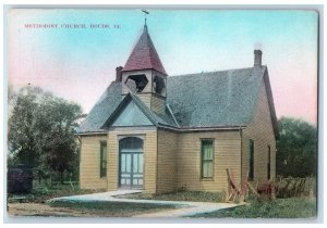 c1910's Methodist Church Building Bell Tower Pathway Douds Iowa Antique Postcard