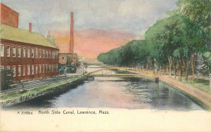 Postcard Massachusetts Lawrence North Side Canal Rotograph hand Colored 23-4172