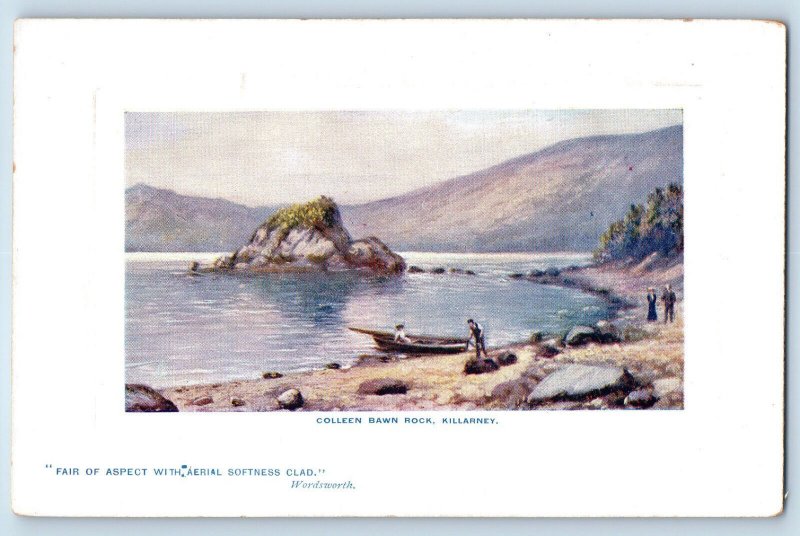 Killarney Ireland Postcard Colleen Bawn Rock Wordsworth Words c1910 Oilette Tuck